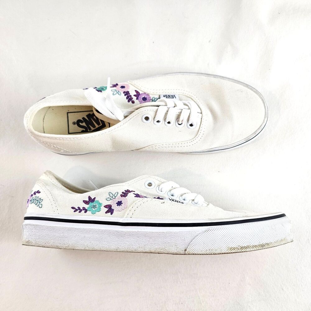 Vans Authentic VR3 SF Groovy Floral Womens 8 Marshmallow Multi Embroidered Shoes